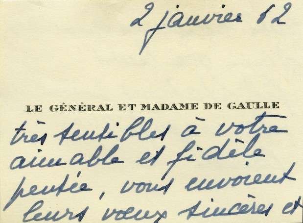 Carte voeux couple De Gaulle 1962